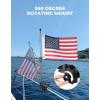 imageKEMIMOTO Boat American Flag Pole Kit 360 Adjustable 12x18 Pontoon Boat Flag for 08135 RoundSquare Rails 25ft Pole for Boat amp Golf Cart Pontoon Boat Accessories Flag IncludedSilver2