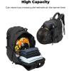 imageKEMIMOTO Motorcycle Helmet Backpack Bag 40L Large Capacity Helmet Backpack Hard Shell with Expandable Storage and Rain Cover USB Charging Port Waterproof