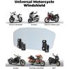imageKEMIMOTO Motorcycle Windshield Upgraded Aluminum Metal Heightened Windshield Extension Spoiler Clip Universal Adjustable Extension Clips ClearDark Tint