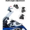 imageKEMIMOTO Motorcycle Windshield Upgraded Aluminum Metal Heightened Windshield Extension Spoiler Clip Universal Adjustable Extension Clips ClearDark Tint