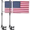 imageKEMIMOTO Boat American Flag Pole Kit 360 Adjustable 12x18 Pontoon Boat Flag for 08135 RoundSquare Rails 25ft Pole for Boat amp Golf Cart Pontoon Boat Accessories Flag IncludedSilver2
