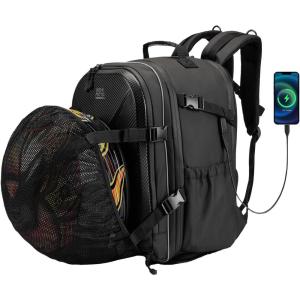 imageKEMIMOTO Motorcycle Helmet Backpack Bag 40L Large Capacity Helmet Backpack Hard Shell with Expandable Storage and Rain Cover USB Charging Port Waterproof