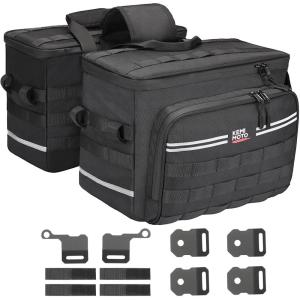 imageKEMIMOTO Motorcycle Saddlebags 15L75Lx2 with QuickRelease Brackets Universal Fit for Softail Dyna Sportster Cruiser with Waterproof Zipper amp Rain Cover Side Panniers for Commuting Weekend Trips30L