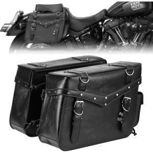 imageKEMIMOTO Motorcycle Saddlebags 30L PU Leather Throw Over Heavy Duty Saddle Bags Fit For Touring Street Road Glide Road King Sportster Cruiser Scout Rebel Softail Dyna Vstar Shadow