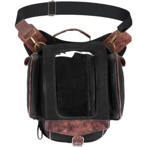 imageKEMIMOTO Motorcycle Tank Bag Retro Expandable Storage Thigh Bag Leg Bag with Leg Strap Waterproof Touch Screen Protector for Mobile Phones Oil Waxed Canvas Material Black 85L