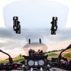 imageKEMIMOTO Motorcycle Windshield Upgraded Aluminum Metal Heightened Windshield Extension Spoiler Clip Universal Adjustable Extension Clips ClearDark Tint