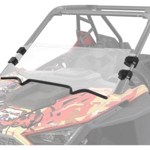 imageKEMIMOTO PRO XP 12 Half Windshield Upgrade Clamps Compatible with Polaris RZR PRO XP  RZR Turbo R 20202024 Easy Installation Preinstalled Rubber Strips 5mm PC Material Front Windshield