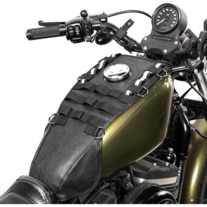 imageKEMIMOTO Tank Cover Motorcycle Fuel Tank Protector Cover Bags Leather Waterproof Fuel Gas Pad Cover Compatible with Sportster Iron 883 Softail Dyna