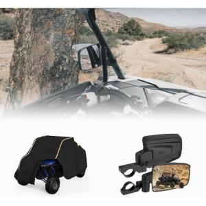 imageKEMIMOTO UTV Cover Heavy Duty Medium Cover UTV Side Mirrors Spring Back Feature for 1652 inch Roll bar Compatible with Polaris RZR CanAm Maverick TERYX4 CFMOTO Zforce Viking