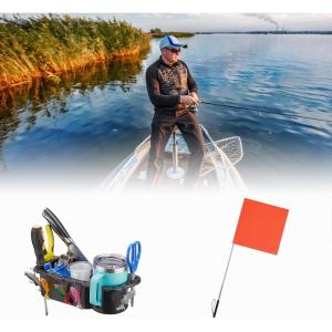 imagekemimoto Boat Cup Holder for Marine B100 B200 B300 Boat Seat and Orange Boat Flag
