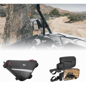 imageKEMIMOTO UTV Roll Bar Triangle Storage Bag Waterproof Universal Storage Bag UTV Side Mirrors Spring Back Feature for 1652 inch Roll bar No Need to Readjust After Hitting Branch