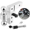 imageKEMIMOTO Adjustable Trailer Hitch Fits 2 inch Receiver 6 Inch Drop Hitch Aluminum Tow Ball Mount 2 and 2516 inch Tow BallsDouble Pin Key Locks for Trucks Cars UTV ATV