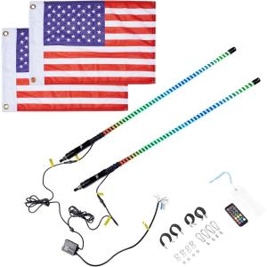 imageKEMIMOTO 2pc 3ft COB Whip Lights 1440pcs LEDs High Density Bluetoothconnectivity App Control LED Whip Lights for Side by Side UTV ATV Buggy Compatible with CanAm Maverick X3 Polaris RZR3 ft