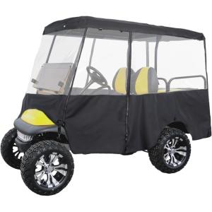 imageKEMIMOTO 600D Golf Cart Enclosure 224 Passenger Extended Roof up to 80 Compatible with Club Car Precedent Tempo Features Heavy Duty Waterproof Fabric and AntiWrinkle PVC Windows