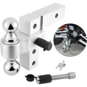 imageKEMIMOTO Adjustable Trailer Hitch Fits 2 inch Receiver 6 Inch Drop Hitch Aluminum Tow Ball Mount 2 and 2516 inch Tow BallsDouble Pin Key Locks for Trucks Cars UTV ATV