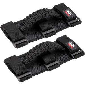 imageKEMIMOTO Roll Bar Grab Handles for UTV ATV amp SXS  Black Breathable Paracord Enhanced Hand Grips 2Pack Fits 15 to 2 Roll Bars Compatible with Polaris RZR CanAm X3 Talon Kawasaki TeryxBlack