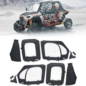 imageKEMIMOTO Soft Upper Doors With Steel Door Frame Compatible with Polaris RZR XP4 1000 20192023 Waterproof TearResistant Embossed PVC Oxford fabric Cab Enclosure Side Window Replace 2884332