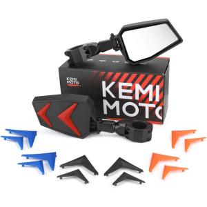 imageKEMIMOTO UTV Black Blue Red Orange Side Mirrors compatible with Polaris RZR Talon Can Am Rearview Work with 1752 roll bar cage