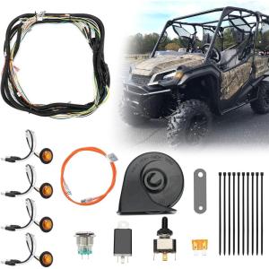 imageKEMIMOTO UTV Turn Signal Kit with 105D Horn UTV Street Legal Kit with Toggle Switch Plug and Play Easy Installation Compatible With Polaris CanAm Teryx John Deere Golf Cart Arctic Cat CFMOTO