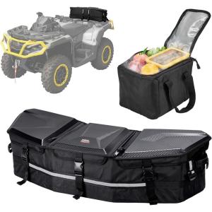 imageKEMIMOTO Upgraded ATV Cargo Bag 50L ATV FrontRear Rack Toolbox Trunk Cooler Bag Compatible with Canam X3 Outlander Renegade 500 800 570 850 650 1000 MAX 500 CamoBlack