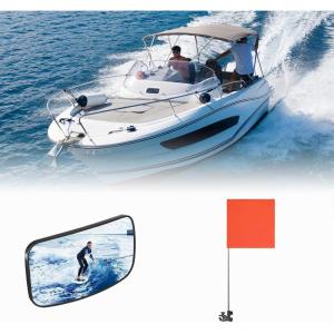imageKEMIMOTO 45x8 Upgrade Marine Mirror with 300Curved Surface and Orange Boat Flag