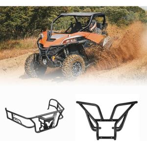 imageKEMIMOTO Bed Enclosure and Front Bumper Brush Guard Compatible with 20222024 CFMOTO ZForce 950 HO  950 HOEX 20202022 ZForce 950 Sport Accessories  Heavy Duty Steel Tubing Black Coating