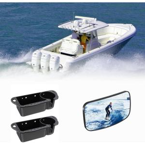 imageKEMIMOTO Boat Seat Cup Holder for Marine B100 B200 B300 Bundle with 45x8 Upgrade Marine Mirror with 300Curved Surface