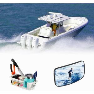 imagekemimoto Boat Cup Holder for Marine B100 B200 B300 Boat Seat and 45x8 Upgrade Marine Mirror with 300Curved Surface
