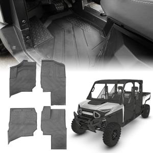 imageKEMIMOTO UTV Floor Mats Compatible with Polaris Ranger XD 1500 Crew 4PCS TPE Front Rear Floor Mat FourSeats AntiSlip Rubber Floor Liners Waterproof HeavyDuty Durable 2024 2025 Accessories