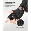 imageKEMIMOTO Motorcycle Leather Half Finger Gloves for Men Women Hard Knuckle Protective Riding Gloves with ShockAbsorbing Padded Palm for Motorbike Cycling ATV amp Outdoor SportsBlack