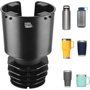imageKEMIMOTO Upgraded Car Cup Holder Expander Long Base Model Compatible with Hydro Flasks Yeti Stanley Large Cup Holder Adapt 1840oz Bottles Fits for Universal Vehicles Golf Carts UTVs