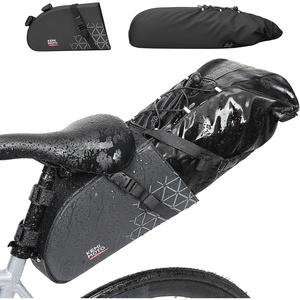 image:imageKEMIMOTO Bike Seat Bag Expandable 11L Saddle Pouch Fully Waterproof Bikepacking Road Bicycle Rear Pack Under Seat with PVC Reflective Panel Four Bottom HardboardsUpgraded Detachable