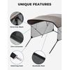 image:imageKEMIMOTO Bimini Top Replacement with Detachable Mesh Sidewalls Bimini Tops 600D Marine Grade Canvas Heavy Duty Cover Boat Canopy Waterproof Sun Shade Easy Install Without Frame for Pontoon Boats