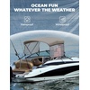 image:imageKEMIMOTO Bimini Top Replacement with Detachable Mesh Sidewalls Bimini Tops 600D Marine Grade Canvas Heavy Duty Cover Boat Canopy Waterproof Sun Shade Easy Install Without Frame for Pontoon Boats