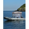image:imageKEMIMOTO Bimini Top Replacement with Detachable Mesh Sidewalls Bimini Tops 600D Marine Grade Canvas Heavy Duty Cover Boat Canopy Waterproof Sun Shade Easy Install Without Frame for Pontoon Boats