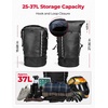 image:imageKEMIMOTO Motorcycle Sissy Bar Backrest Bag Upgraded Version 37L Expandable Capacity PU Leather Motorcycle Tail Bag with Rain Cover Luggage with Helmet Net amp Shoulder Strap Black