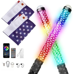 image:imageKEMIMOTO 2PCS Fat Whip Lights with Warning Light LED Whip Lights for Side by Side Spiral RGB Chasing Lighted Whips Compatible with UTV ATV CanAm X3 Polaris RZR Offroad Boating Remote amp APP Control