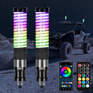 image:imageKEMIMOTO 2pc 1ft COB Fat Whip Lights for Side by Side Turning Signal Function Compatible with Polaris RZR CanAm Maverick X3 LED Whip Lights for UTV ATV Buggy Boat Offroad