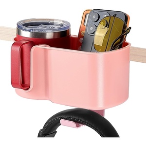 image:imageKEMIMOTO Desk Cup Holder with Headphone Hanger 2 in 1 Caddy Organizer for Office Table Lawn Chair Golf Cart Pontoon Boat Fit for Most 1832 oz Bottles 1Pink