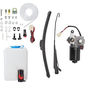 image:imageKemimoto UTV Windshield Washer Pump Kit with 12V Windshield Wiper Motor Kit Compatible with Polaris RZR Ranger General Can Am X3 Defender Commander Golf Cart