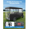 image:imageKEMIMOTO 2 Passenger Golf Cart Enclosure 600D 2 Seat Golf Cart Rain Cover  Universal Waterproof Weather Enclosure with Clear TPU Windshield Compatible with EZGO Club Car6 Seats for 119L