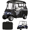 image:imageKEMIMOTO 2 Passenger Golf Cart Enclosure 600D 2 Seat Golf Cart Rain Cover  Universal Waterproof Weather Enclosure with Clear TPU Windshield Compatible with EZGO Club Car2 Seats for 5860L