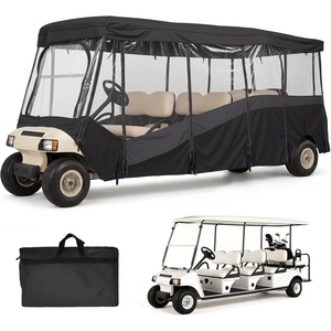 image:imageKEMIMOTO 2 Passenger Golf Cart Enclosure 600D 2 Seat Golf Cart Rain Cover  Universal Waterproof Weather Enclosure with Clear TPU Windshield Compatible with EZGO Club Car8 Seats for 136138L