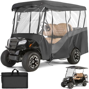 image:imageKEMIMOTO 2 Passenger Golf Cart Enclosure 600D 2 Seat Golf Cart Rain Cover  Universal Waterproof Weather Enclosure with Clear TPU Windshield Compatible with EZGO Club Car4 Seats for 8688L