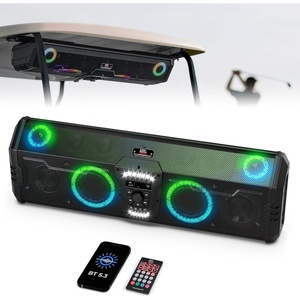 image:imageKEMIMOTO Midnight 90 Golf Cart Stereo System 800W Max Power AllinOne Sound System Waterproof Sound Bar with Subwoofer BT 53 Outdoor Golf Speakers with RGB Lights Compatible with Club Car EZGO