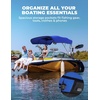 image:imageKEMIMOTO Bimini Top Replacement for Pontoon Boats 4 Bow 600D Marine Grade Waterproof Canvas Boat Canopy Sun Shade with Storage Net and Light Hole Easy Install No FrameBlue