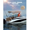 image:imageKEMIMOTO Bimini Top Replacement for Pontoon Boats 4 Bow 600D Marine Grade Waterproof Canvas Boat Canopy Sun Shade with Storage Net and Light Hole Easy Install No FrameGray