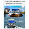 image:imageKEMIMOTO Bimini Top Replacement for Pontoon Boats with Detachable Mesh Sidewalls and Zippered Sleeves 600D Marine Grade Waterproof Canvas Easy Install No Frame Blue 9196 WBlue