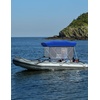 image:imageKEMIMOTO Bimini Top Replacement for Pontoon Boats with Detachable Mesh Sidewalls and Zippered Sleeves 600D Marine Grade Waterproof Canvas Easy Install No Frame Blue 9196 WBlue