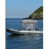 image:imageKEMIMOTO Bimini Top Replacement for Pontoon Boats with Detachable Mesh Sidewalls and Zippered Sleeves 600D Marine Grade Waterproof Canvas Easy Install No Frame Blue 9196 WGray